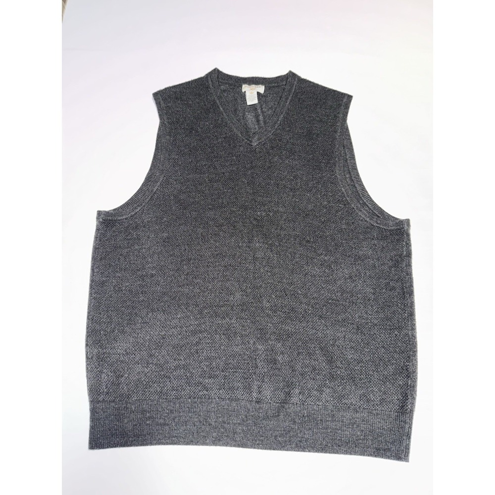 Dockers Men Sweater Vest XL Gray V-Neck Knit Casual Acrylic Sleeveless Pullover